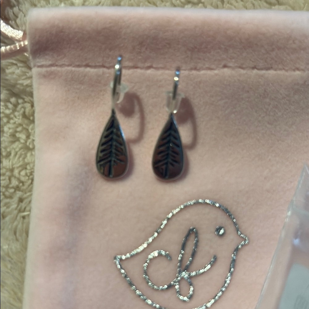 Sterling Silver Pine Tree Drop Earrings
